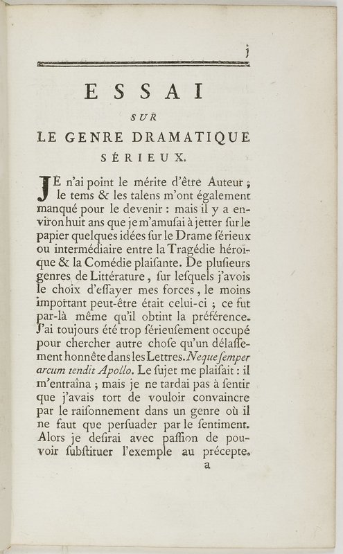 Eugénie, drame en cinq actes en prose, enrichi de figures en taille-douce ; avec un Essai sur le drame sérieux Eugénie, drame en cinq actes en prose, enrichi de figures en taille-douce ; avec un Essai sur le drame sérieux