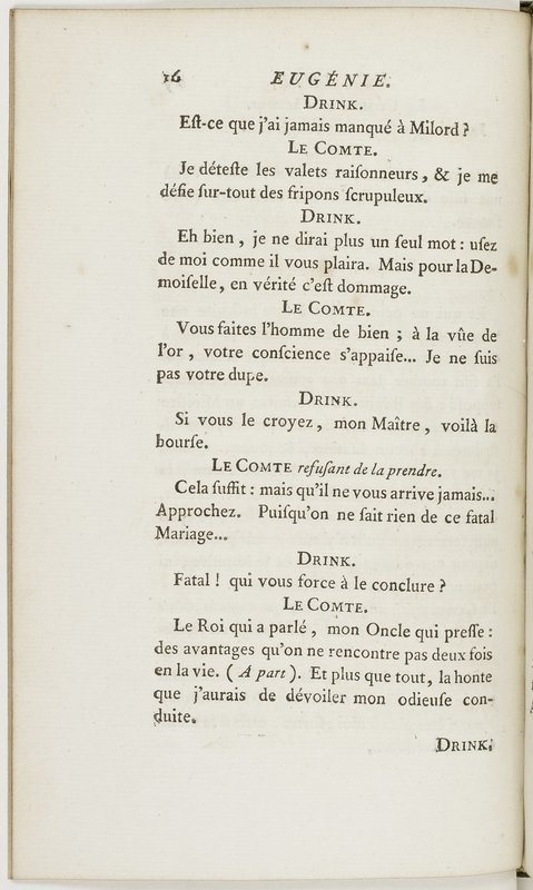 Eugénie, drame en cinq actes en prose, enrichi de figures en taille-douce ; avec un Essai sur le drame sérieux