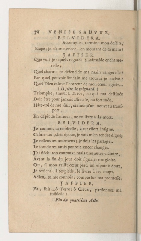 Venise sauvée, tragedie. Représentée par les Comédiens françois, le 5 décembre 1746… [Seconde édition]