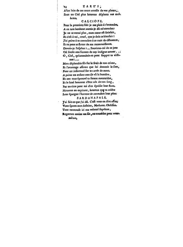 Zarès, tragédie, par M. Palissot de Montenoy, représentée pour la première fois par les Comédiens français, le 3 juin 1751