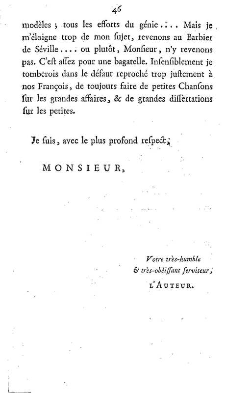 Barbier de Séville, ou la Précaution inutile (Le), comédie en quatre actes, par M. de Beaumarchais, représentée sur le théâtre de la Comédie Française le 23 février 1775 (avec une Lettre modérée sur la chute et la critique du Barbier de Séville)