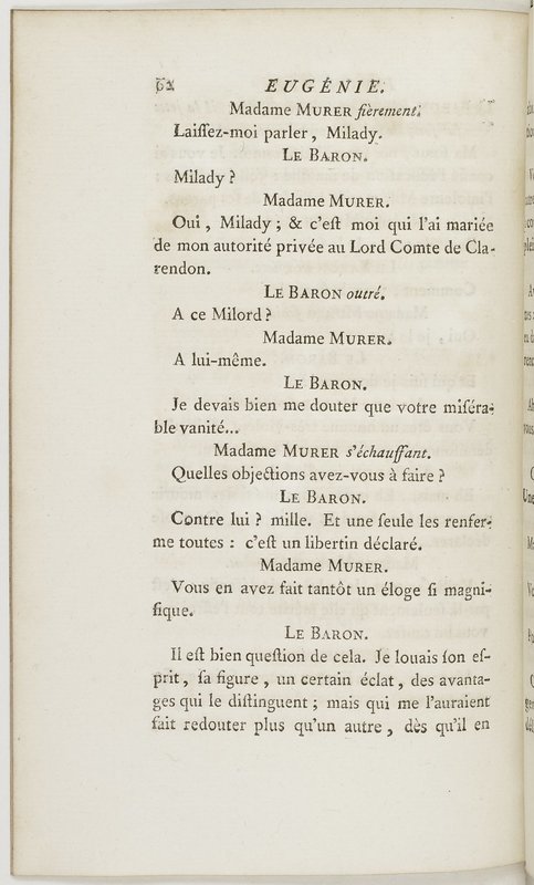 Eugénie, drame en cinq actes en prose, enrichi de figures en taille-douce ; avec un Essai sur le drame sérieux Eugénie, drame en cinq actes en prose, enrichi de figures en taille-douce ; avec un Essai sur le drame sérieux