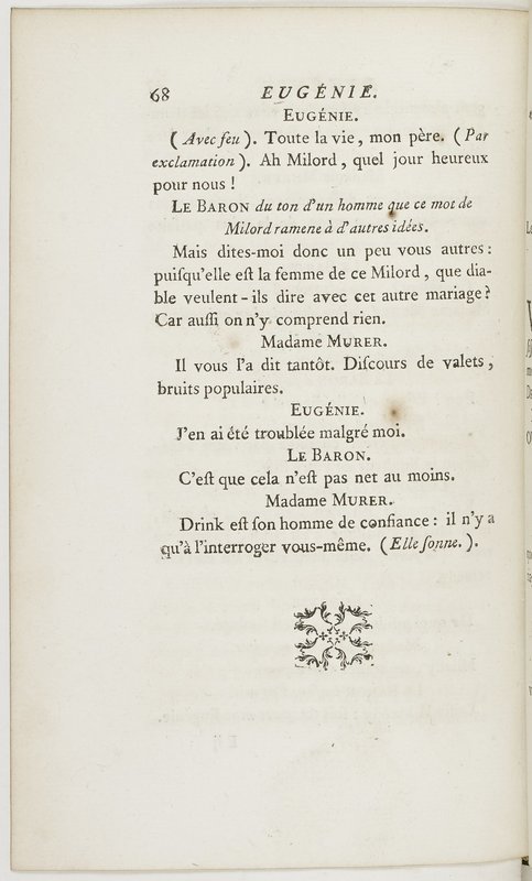 Eugénie, drame en cinq actes en prose, enrichi de figures en taille-douce ; avec un Essai sur le drame sérieux