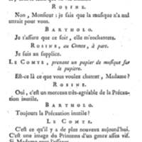 Barbier de Séville, ou la Précaution inutile (Le), comédie en quatre actes, par M. de Beaumarchais, représentée sur le théâtre de la Comédie Française le 23 février 1775 (avec une Lettre modérée sur la chute et la critique du Barbier de Séville)
