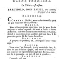 Barbier de Séville, ou la Précaution inutile (Le ), comédie en quatre actes, par M. de Beaumarchais, représentée sur le théâtre de la Comédie Française le 23 février 1775 (avec une Lettre modérée sur la chute et la critique du Barbier de Séville)