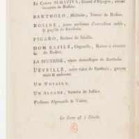 Barbier de Séville, ou la Précaution inutile (Le), comédie en quatre actes, par M. de Beaumarchais, représentée sur le théâtre de la Comédie Française le 23 février 1775 (avec une Lettre modérée sur la chute et la critique du Barbier de Séville)