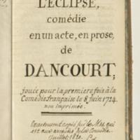 Éclipse (L’), comédie en un acte et en prose