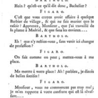 Barbier de Séville, ou la Précaution inutile (Le), comédie en quatre actes, par M. de Beaumarchais, représentée sur le théâtre de la Comédie Française le 23 février 1775 (avec une Lettre modérée sur la chute et la critique du Barbier de Séville)