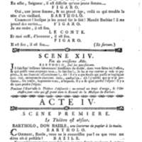 Barbier de Séville, ou la Précaution inutile (Le), comédie en quatre actes, par M. de Beaumarchais, représentée sur le théâtre de la Comédie Française le 23 février 1775 (avec une Lettre modérée sur la chute et la critique du Barbier de Séville)