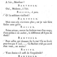 Barbier de Séville, ou la Précaution inutile (Le), comédie en quatre actes, par M. de Beaumarchais, représentée sur le théâtre de la Comédie Française le 23 février 1775 (avec une Lettre modérée sur la chute et la critique du Barbier de Séville)