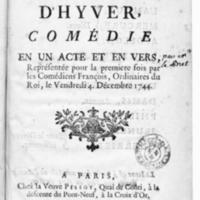Quartier d'hyver (Le), comédie en un acte et en vers, représentée pour la première fois par les Comédiens françois ordinaires du Roi, le 4 décembre 1744