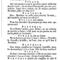 Barbier de Séville, ou la Précaution inutile (Le ), comédie en quatre actes, par M. de Beaumarchais, représentée sur le théâtre de la Comédie Française le 23 février 1775 (avec une Lettre modérée sur la chute et la critique du Barbier de Séville)