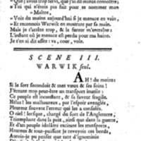 Comte de Warwik [sic] (Le), tragédie par M. de La Harpe, représentée pour la première fois par les Comédiens françois ordinaires du Roi, le 7 novembre 1763