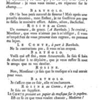 Barbier de Séville, ou la Précaution inutile (Le ), comédie en quatre actes, par M. de Beaumarchais, représentée sur le théâtre de la Comédie Française le 23 février 1775 (avec une Lettre modérée sur la chute et la critique du Barbier de Séville)