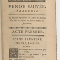 Venise sauvée, tragedie. Représentée par les Comédiens françois, le 5 décembre 1746… [Seconde édition]