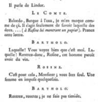 Barbier de Séville, ou la Précaution inutile (Le), comédie en quatre actes, par M. de Beaumarchais, représentée sur le théâtre de la Comédie Française le 23 février 1775 (avec une Lettre modérée sur la chute et la critique du Barbier de Séville)
