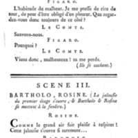 Barbier de Séville, ou la Précaution inutile (Le), comédie en quatre actes, par M. de Beaumarchais, représentée sur le théâtre de la Comédie Française le 23 février 1775 (avec une Lettre modérée sur la chute et la critique du Barbier de Séville)