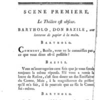 Barbier de Séville, ou la Précaution inutile (Le), comédie en quatre actes, par M. de Beaumarchais, représentée sur le théâtre de la Comédie Française le 23 février 1775 (avec une Lettre modérée sur la chute et la critique du Barbier de Séville)