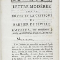Barbier de Séville, ou la Précaution inutile (Le), comédie en quatre actes ; par M. de Beaumarchais ; représentée & tombée sur le théâtre de la Comédie Françoise aux Tuileries, le 23 de février 1775