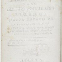 Barbier de Séville, ou la Précaution inutile (Le), comédie en quatre actes ; par M. de Beaumarchais ; représentée & tombée sur le théâtre de la Comédie Françoise aux Tuileries, le 23 de février 1775