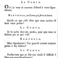 Barbier de Séville, ou la Précaution inutile (Le), comédie en quatre actes, par M. de Beaumarchais, représentée sur le théâtre de la Comédie Française le 23 février 1775 (avec une Lettre modérée sur la chute et la critique du Barbier de Séville)