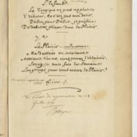 Plaisir (Le), comédie en un acte et en vers libres