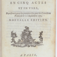 Célibataire (Le), comédie en cinq actes et en vers, représentée pour la première fois par les Comédiens françois, le 20 septembre 1775