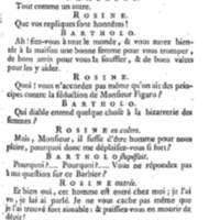 Barbier de Séville, ou la Précaution inutile (Le ), comédie en quatre actes, par M. de Beaumarchais, représentée sur le théâtre de la Comédie Française le 23 février 1775 (avec une Lettre modérée sur la chute et la critique du Barbier de Séville)