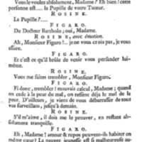 Barbier de Séville, ou la Précaution inutile (Le ), comédie en quatre actes, par M. de Beaumarchais, représentée sur le théâtre de la Comédie Française le 23 février 1775 (avec une Lettre modérée sur la chute et la critique du Barbier de Séville)