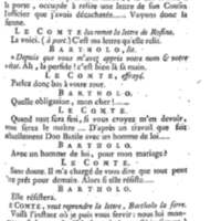 Barbier de Séville, ou la Précaution inutile (Le ), comédie en quatre actes, par M. de Beaumarchais, représentée sur le théâtre de la Comédie Française le 23 février 1775 (avec une Lettre modérée sur la chute et la critique du Barbier de Séville)