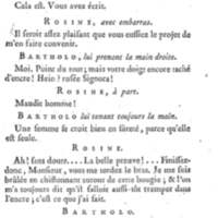 Barbier de Séville, ou la Précaution inutile (Le), comédie en quatre actes, par M. de Beaumarchais, représentée sur le théâtre de la Comédie Française le 23 février 1775 (avec une Lettre modérée sur la chute et la critique du Barbier de Séville)