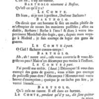 Barbier de Séville, ou la Précaution inutile (Le ), comédie en quatre actes, par M. de Beaumarchais, représentée sur le théâtre de la Comédie Française le 23 février 1775 (avec une Lettre modérée sur la chute et la critique du Barbier de Séville)