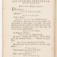 Barbier de Séville, ou la Précaution inutile (Le), comédie en quatre actes, par M. de Beaumarchais, représentée sur le théâtre de la Comédie Française le 23 février 1775 (avec une Lettre modérée sur la chute et la critique du Barbier de Séville)