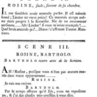 Barbier de Séville, ou la Précaution inutile (Le ), comédie en quatre actes, par M. de Beaumarchais, représentée sur le théâtre de la Comédie Française le 23 février 1775 (avec une Lettre modérée sur la chute et la critique du Barbier de Séville)