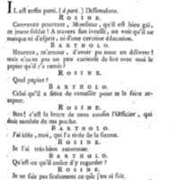 Barbier de Séville, ou la Précaution inutile (Le ), comédie en quatre actes, par M. de Beaumarchais, représentée sur le théâtre de la Comédie Française le 23 février 1775 (avec une Lettre modérée sur la chute et la critique du Barbier de Séville)