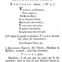 Barbier de Séville, ou la Précaution inutile (Le), comédie en quatre actes, par M. de Beaumarchais, représentée sur le théâtre de la Comédie Française le 23 février 1775 (avec une Lettre modérée sur la chute et la critique du Barbier de Séville)