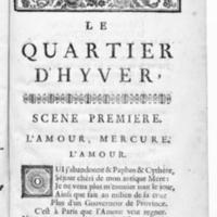 Quartier d'hyver (Le), comédie en un acte et en vers, représentée pour la première fois par les Comédiens françois ordinaires du Roi, le 4 décembre 1744