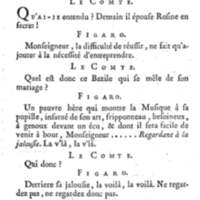 Barbier de Séville, ou la Précaution inutile (Le), comédie en quatre actes, par M. de Beaumarchais, représentée sur le théâtre de la Comédie Française le 23 février 1775 (avec une Lettre modérée sur la chute et la critique du Barbier de Séville)