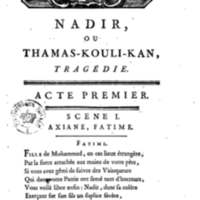 Nadir, ou Thamas-Kouli-Kan : tragédie, par M. D. B. Représentée pour la première fois, sur le Théâtre de la Nation, le 31 août 1780