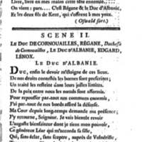Roi Lear (Le), tragédie en cinq actes, par M. Ducis, représentée à Versailles le 16 janvier 1783 ; et à Paris, le 26 du même mois, par les Comédiens français
