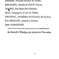 Amazones (Les), tragédie en cinq actes, par madame du Boccage, représentée par les Comédiens ordinaires du Roy, aux mois de juillet et d'août 1749