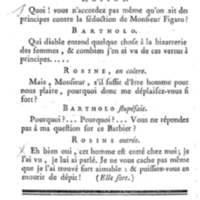 Barbier de Séville, ou la Précaution inutile (Le), comédie en quatre actes, par M. de Beaumarchais, représentée sur le théâtre de la Comédie Française le 23 février 1775 (avec une Lettre modérée sur la chute et la critique du Barbier de Séville)