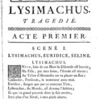 Lysimachus, tragédie par M. de Caux de Montlebert, représentée pour la première fois le 13 décembre 1737