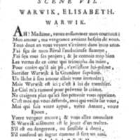 Comte de Warwik [sic] (Le), tragédie par M. de La Harpe, représentée pour la première fois par les Comédiens françois ordinaires du Roi, le 7 novembre 1763