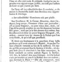 Barbier de Séville, ou la Précaution inutile (Le ), comédie en quatre actes, par M. de Beaumarchais, représentée sur le théâtre de la Comédie Française le 23 février 1775 (avec une Lettre modérée sur la chute et la critique du Barbier de Séville)