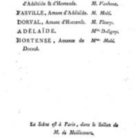 Adélaïde, ou l'Antipathie pour l'amour, comédie en deux actes, en vers de dix syllabes. Représentée pour la première fois, par les Comédiens franc̜ois, le 10 juillet 1780