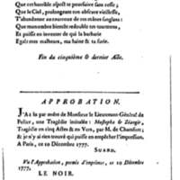 Mustapha et Zéangir, tragédie en cinq actes et en vers, représentée sur le théâtre de Fontainebleau, devant Leurs Majestés, le 1er novembre 1776