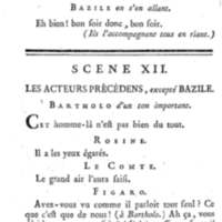 Barbier de Séville, ou la Précaution inutile (Le), comédie en quatre actes, par M. de Beaumarchais, représentée sur le théâtre de la Comédie Française le 23 février 1775 (avec une Lettre modérée sur la chute et la critique du Barbier de Séville)