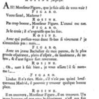 Barbier de Séville, ou la Précaution inutile (Le ), comédie en quatre actes, par M. de Beaumarchais, représentée sur le théâtre de la Comédie Française le 23 février 1775 (avec une Lettre modérée sur la chute et la critique du Barbier de Séville)