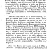 Barbier de Séville, ou la Précaution inutile (Le ), comédie en quatre actes, par M. de Beaumarchais, représentée sur le théâtre de la Comédie Française le 23 février 1775 (avec une Lettre modérée sur la chute et la critique du Barbier de Séville)